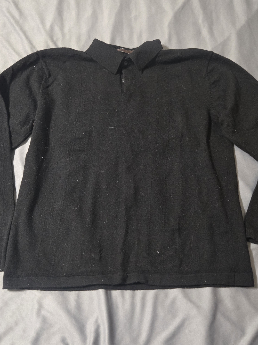 Perry Ellis Black Long-Sleeve Polo